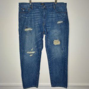 Polo Ralph Lauren The Varick Slim Straight Jeans Distressed Patchwork Mens 44x30